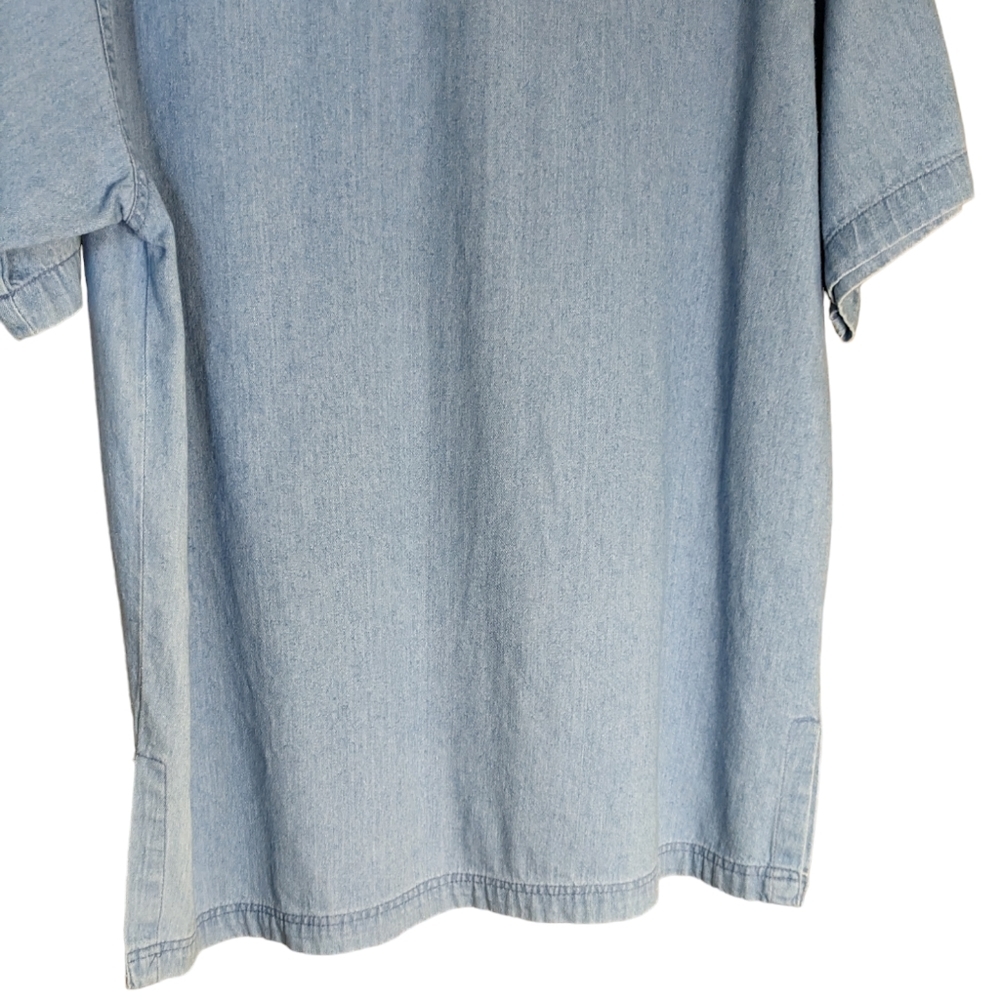 LAS OLAS denim look western/cowgirl button down shirt with rhinestones on front - Picture 4 of 14